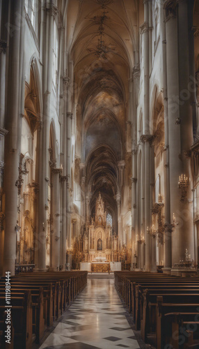 The interior of the catholic church vertical