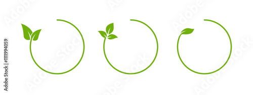 A minimalistic green leaf icon in a circular loop design, symbolizing sustainability, eco friendly products, and natural energy, perfect for logos and organic themes.
