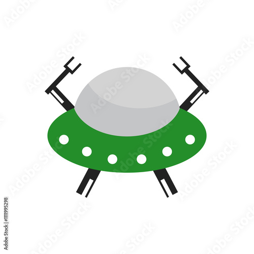 Ufo flat vector illustration. cartoon alien spaceship.