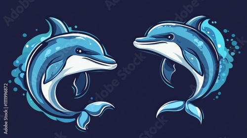 A cute dolphin mascot style logo design vector with modern illustration concept style for badge, emblem and tshirt printing photo