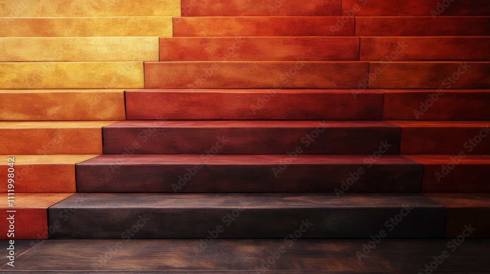 Wooden Steps in Warm Tones, Showing Natural Gradients and Textures Wooden Steps in Warm Tones, Showing Natural Gradients and Textures
