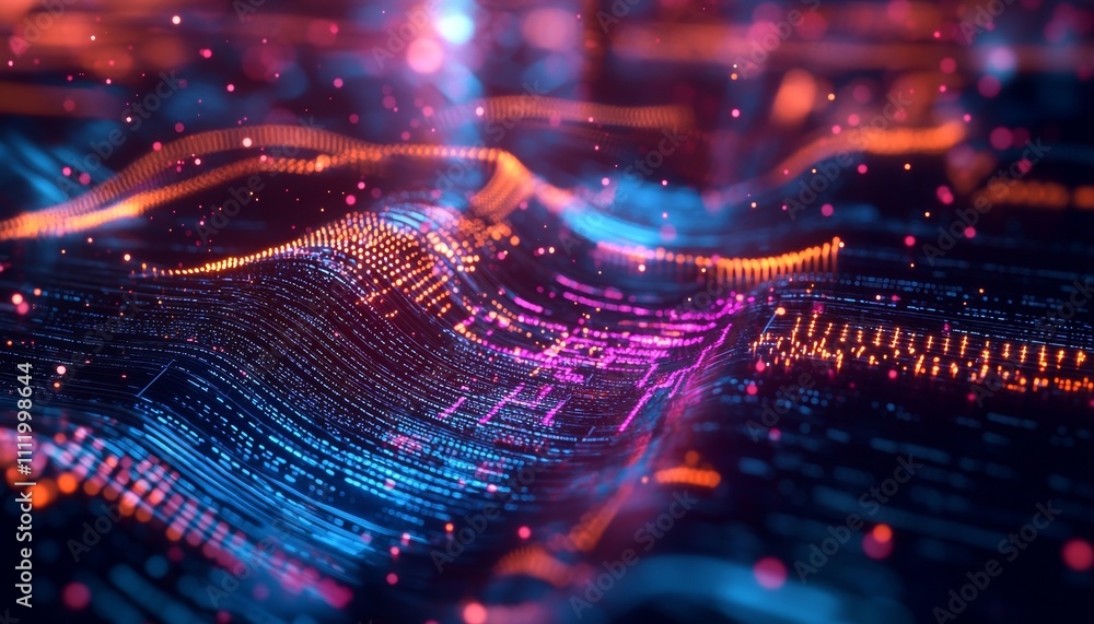 Obraz premium Abstract digital waves with vibrant colors, creating a mesmerizing visual effect.