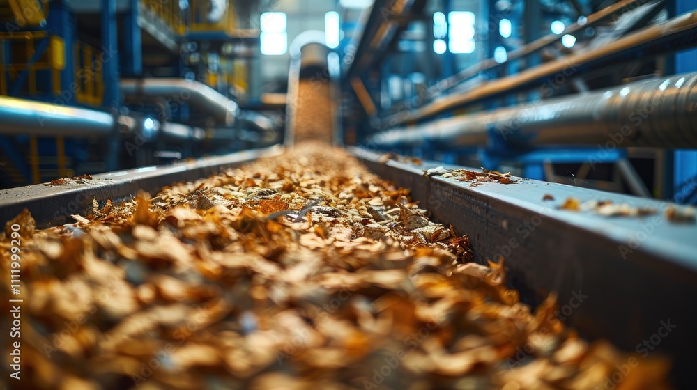 Close-up view of waste-to-electricity plant where organic waste is being converted into biogas and used to generate electricity. Close-up view of waste-to-electricity plant where organic waste is being converted into biogas and used to generate electricity.