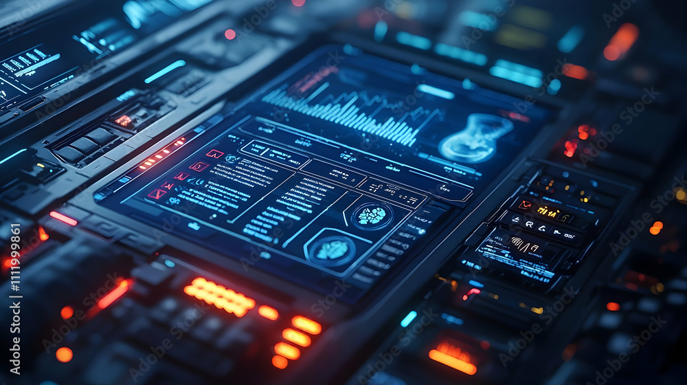 Futuristic Interface: Data Streams & Visualizations Futuristic Interface: Data Streams & Visualizations