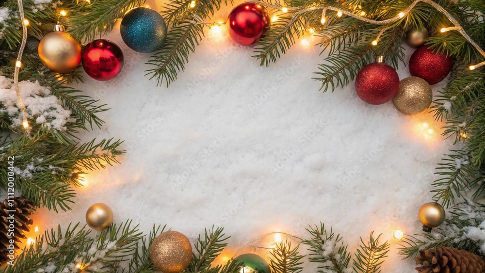 Christmas background with baubles and branches, with copy space Christmas background with baubles and branches, with copy space