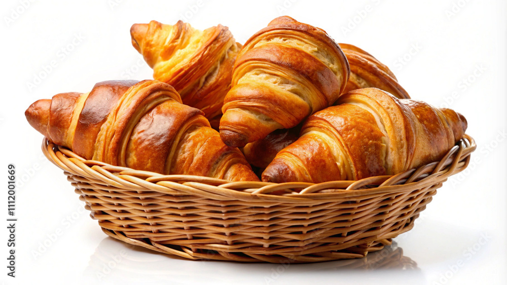 Fresh Croissants in Wicker Basket Fresh Croissants in Wicker Basket