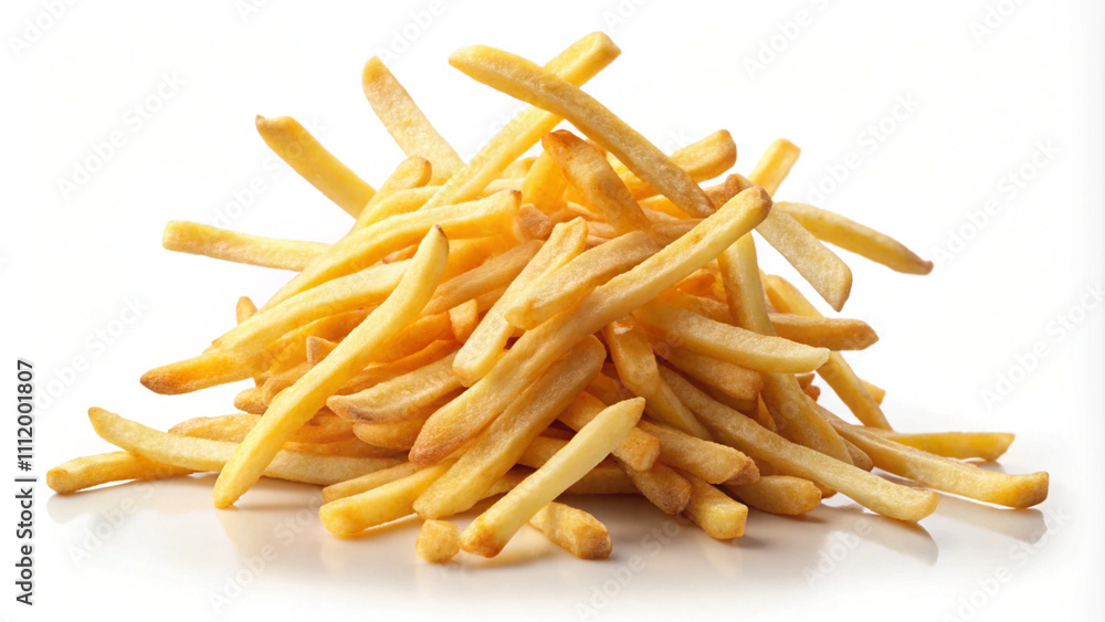 Golden French Fries on White Background Golden French Fries on White Background