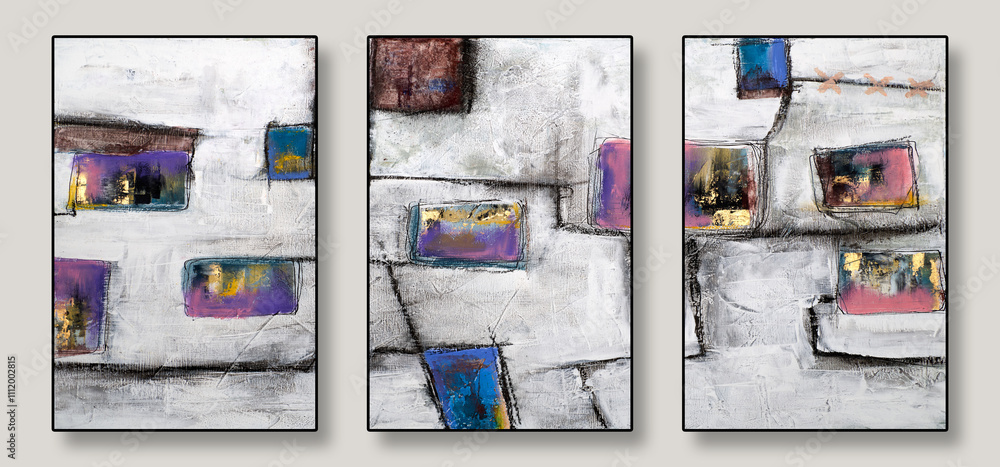 Fototapeta premium Abstract artwork with dynamic lines and soft colors, creating a harmonious and modern composition, perfect for contemporary interior design and artistic projects