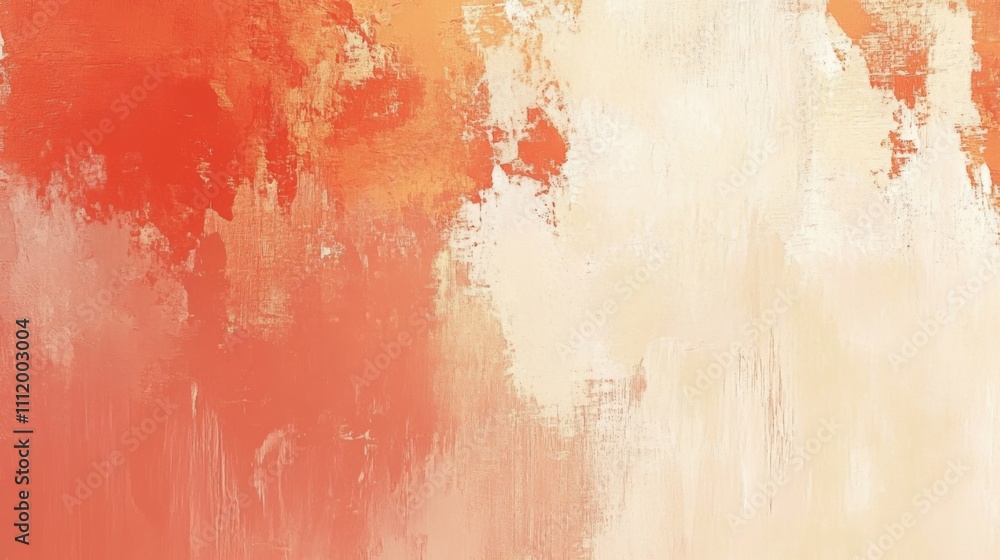 Fototapeta premium Abstract Painting with Orange and White Hues