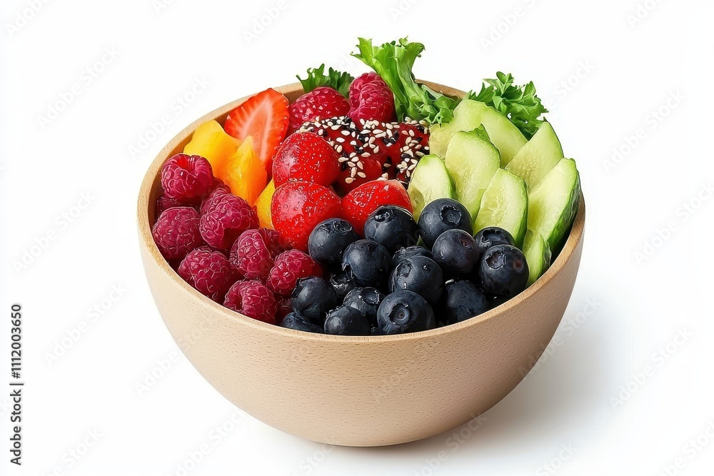 Fresh and Colorful Fruit and Vegetable Salad in a Bowl Fresh and Colorful Fruit and Vegetable Salad in a Bowl