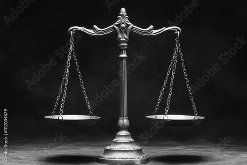 This illustration of a balance scale symbolizes justice, equality, fairness, law, and integrity in a minimalist design. photo