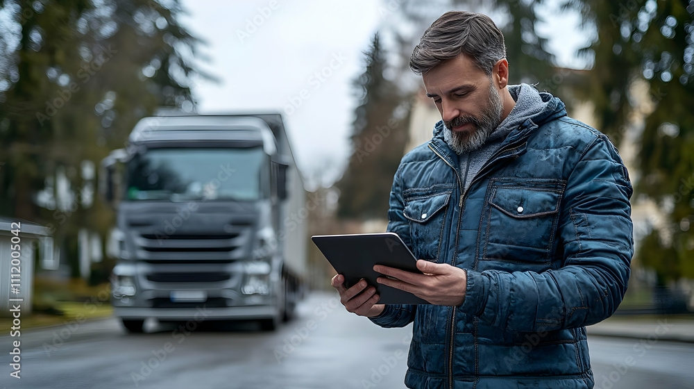 Logistics Coordinator Tablet Shipment Management Close-Up Digital Tracking Concept Logistics Coordinator Tablet Shipment Management Close-Up Digital Tracking Concept