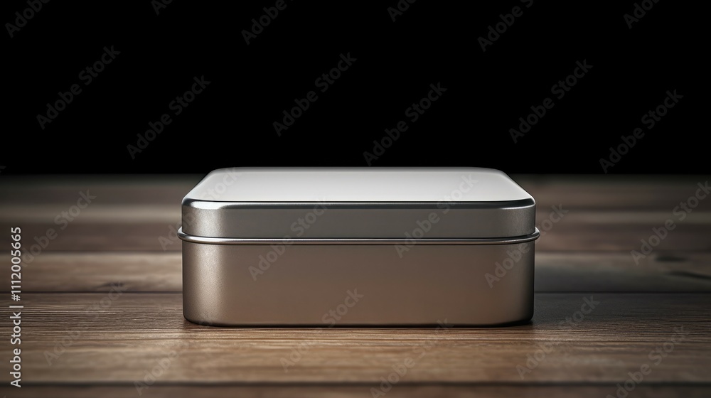Silver metal box on wood. Silver metal box on wood.