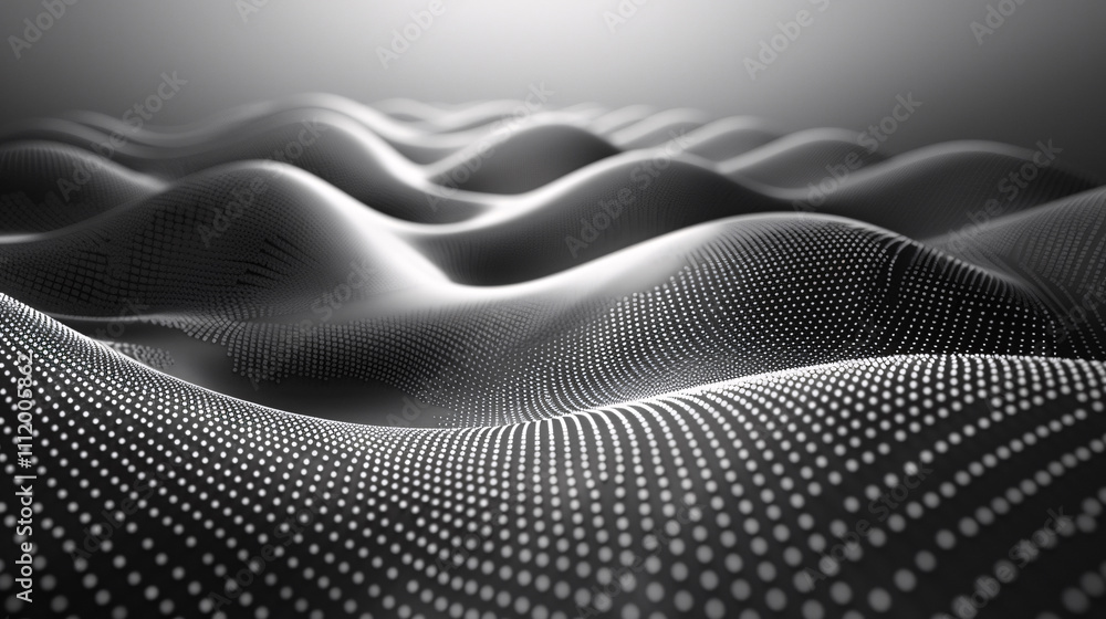 Abstract Black and White Wavy Pattern with Circular Dots Abstract Black and White Wavy Pattern with Circular Dots