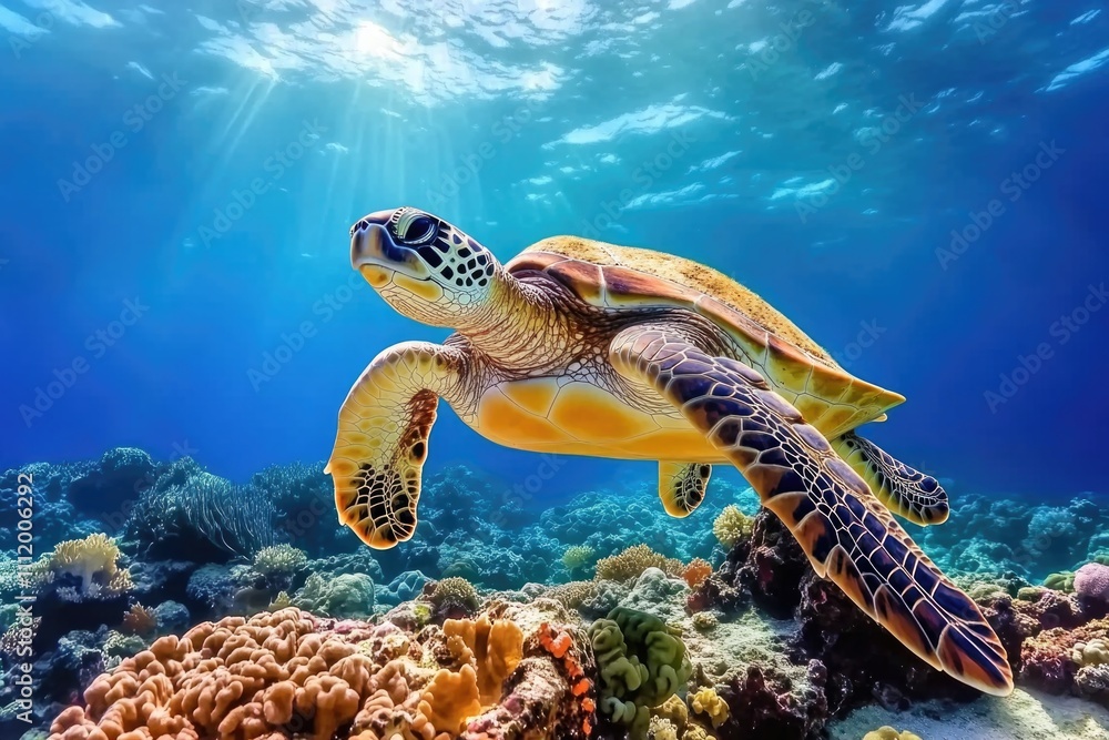 Fototapeta premium Turtle on coral reef