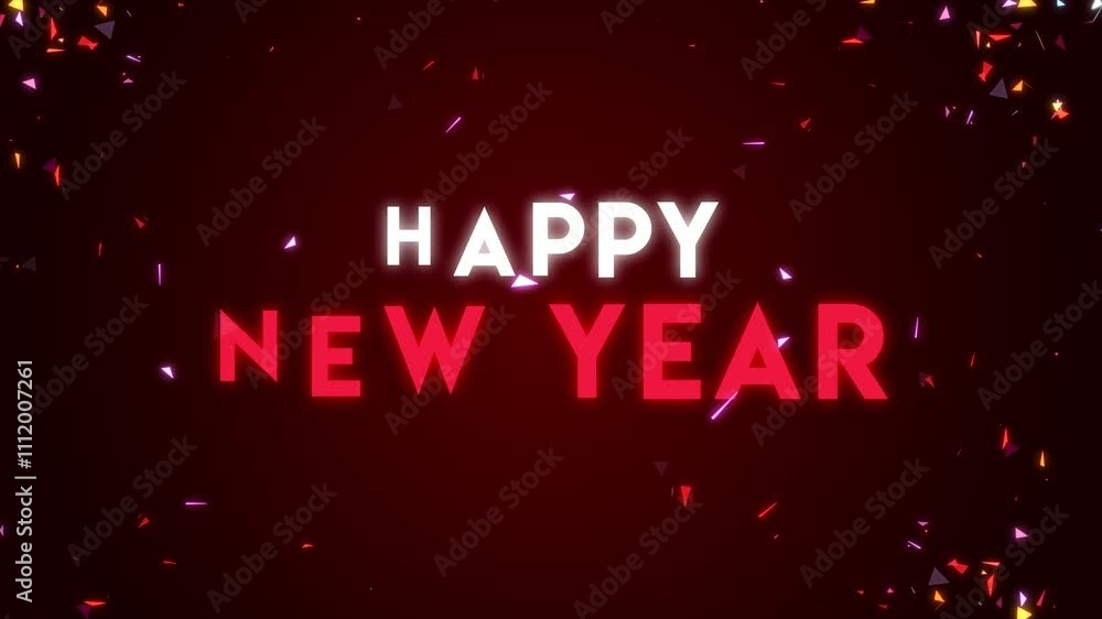 2025 Happy New Year Animation With Colorful Confetti Explosion Particles Background. 4K red, black, purple and green screen celebration background and glowing 2025 text animations. 2025 Happy New Year Animation With Colorful Confetti Explosion Particles Background. 4K red, black, purple and green screen celebration background and glowing 2025 text animations.