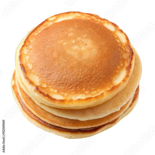 A stack of plain pancakes isolated on transparent background