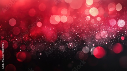 A dynamic blend of red and sparkling lights creates an enchanting bokeh effect.