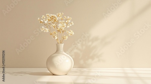 Close up shot of dried flower in ceramic vase, dried, closeup