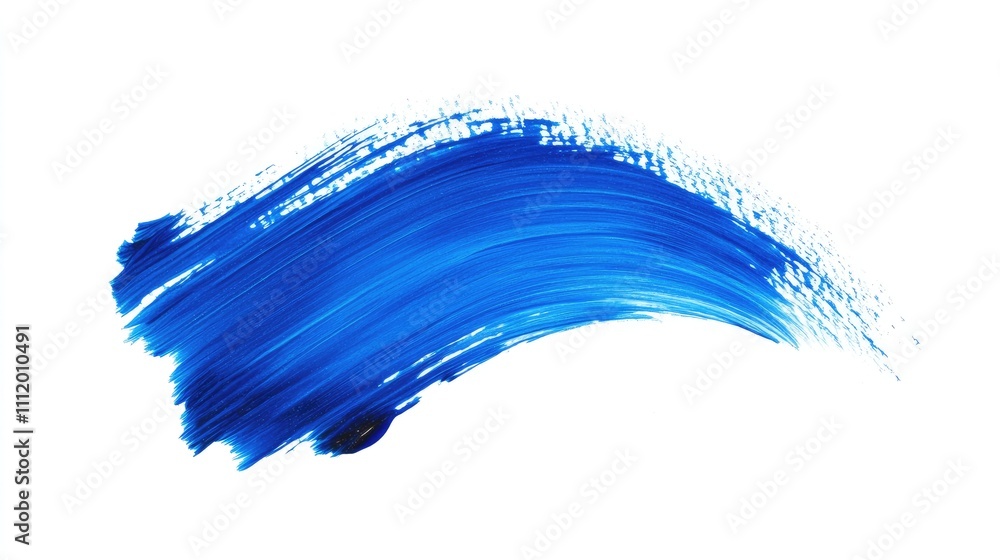 Vibrant blue paint stroke, showcasing a blend of shades and textures on a white background. Vibrant blue paint stroke, showcasing a blend of shades and textures on a white background.