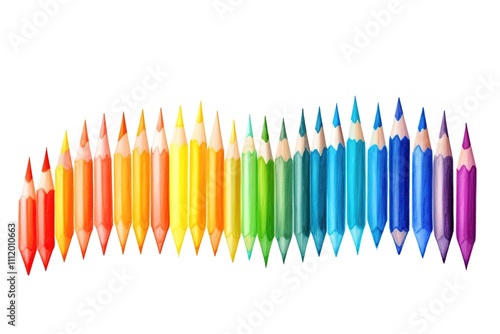 Assortment of colored pencils abstract isolated on white background

