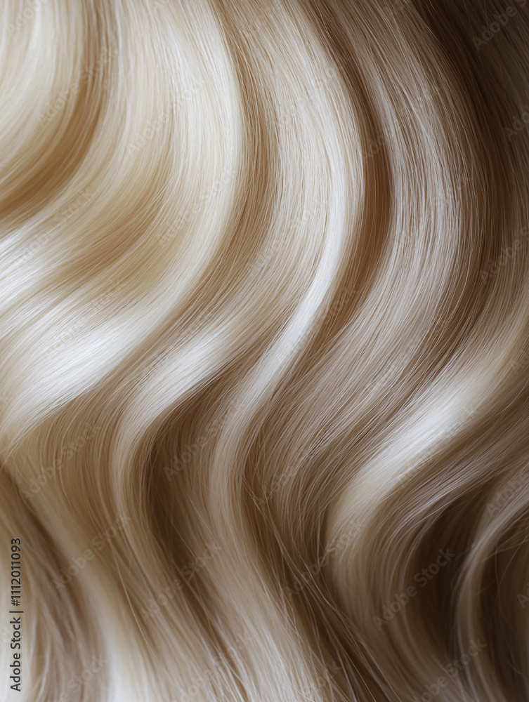Close-up of blonde hair highlighting texture and shine, texture wallpaper for cosmetics advertising Close-up of blonde hair highlighting texture and shine, texture wallpaper for cosmetics advertising