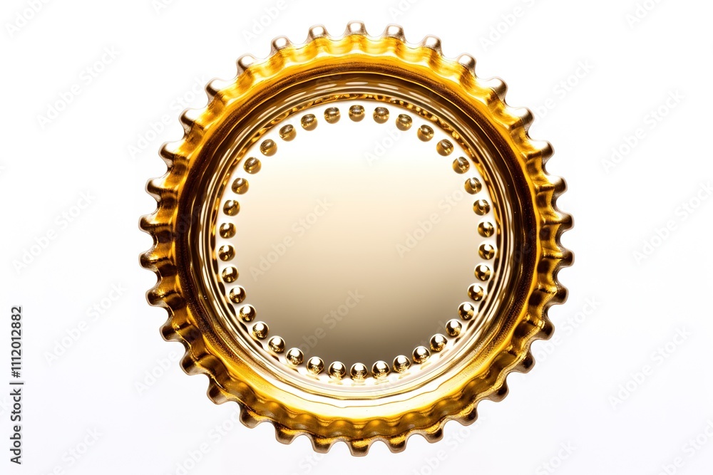 Beer bottle cap isolated on white background. Top view of the metal lid 3D rendering.
Beer bottle cap isolated on white background. Top view of the metal lid 3D rendering.