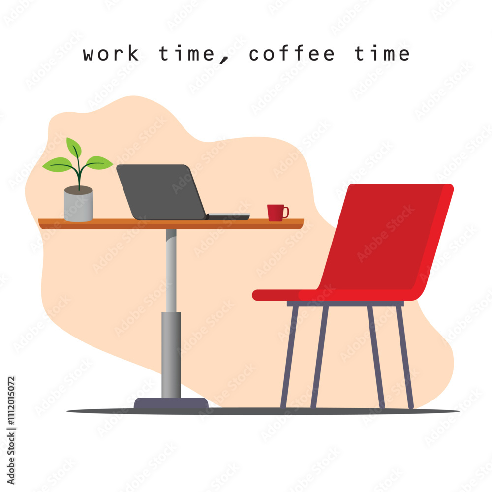 Fototapeta premium Simple design coffee time, work time for decoration
