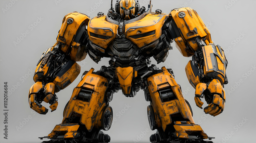 3D Render of a Weathered Yellow Robot 3D Render of a Weathered Yellow Robot