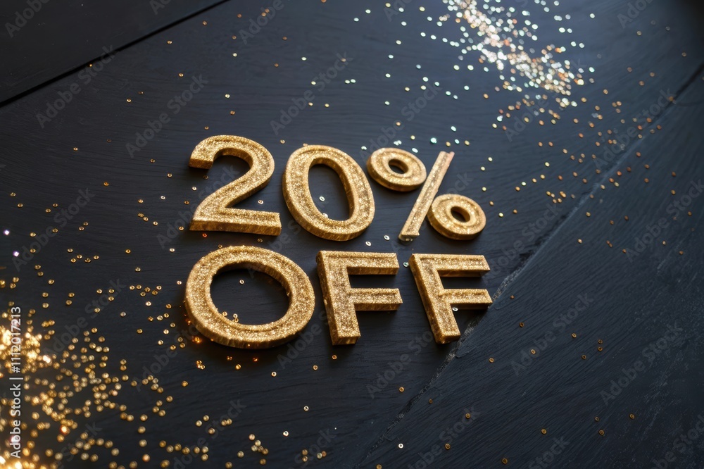 glittering gold typography 20 percent off promotion glittering gold typography 20 percent off promotion