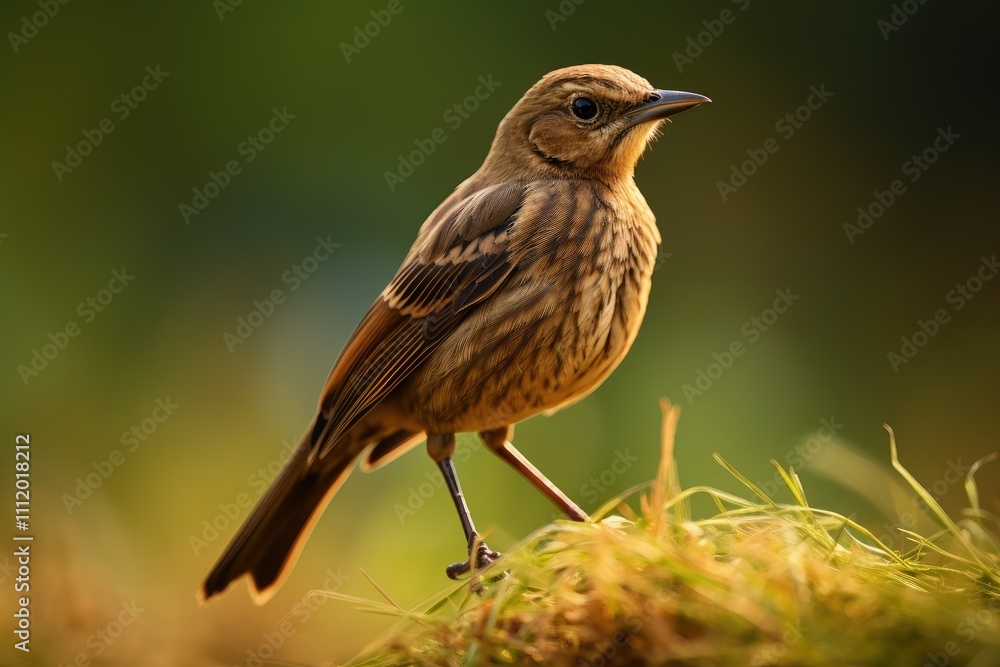 A Graceful Avian Sentinel A Brown and Black Bird Perches Amidst Lush Grass its Keen Gaze Scanning for Nourishment A Graceful Avian Sentinel A Brown and Black Bird Perches Amidst Lush Grass its Keen Gaze Scanning for Nourishment