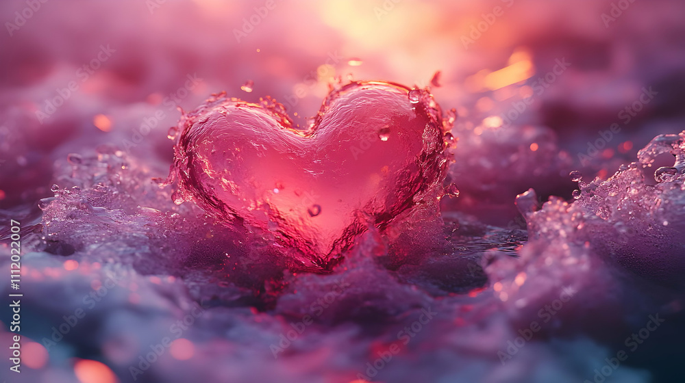 Fototapeta premium Pink Crystal Heart 3D Render
