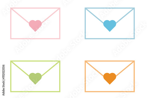 カラフルなラブレターアイコンセット
Colorful love letter icon set