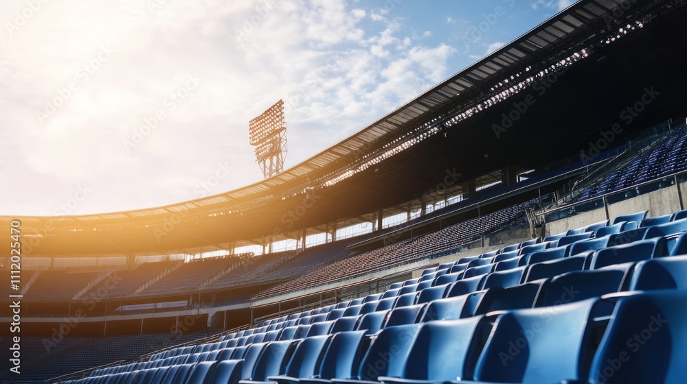 Fototapeta premium The empty stadium seats, a silent testament to the fans' absence, symbolized the void left by a lack of human connection and shared experience in the face of challenges