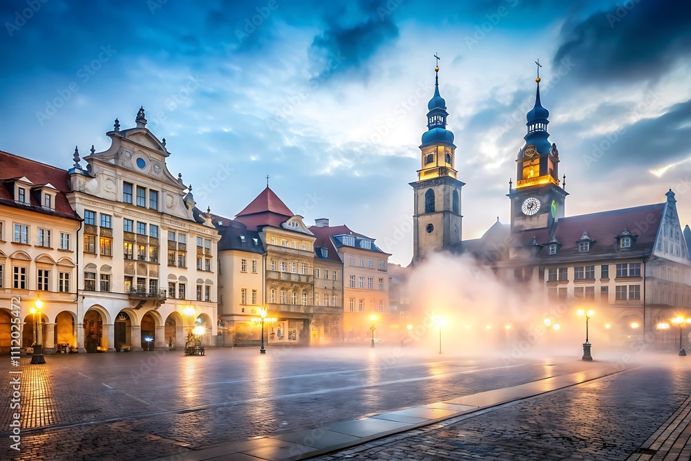 Fototapeta premium creative and unique background images captures the serene beauty of fog in nature, bustling cities, and tranquil villages