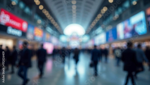Wallpaper Mural Background of an expo or convention with blurred individuals in an exposition hall Concept image for a international exhibition conference center corporate marketing or event fair  Torontodigital.ca