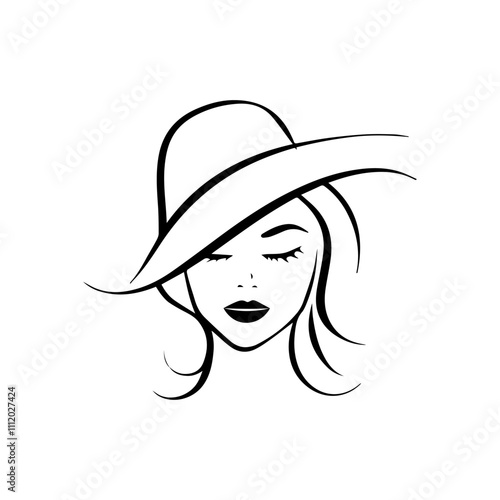 Black silhouette woman face icon vector,pretty girl logo, beauty portrait