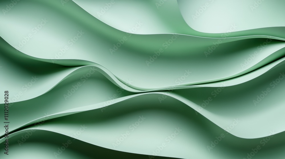 Obraz premium Abstract smooth green waves create a calming visual effect.