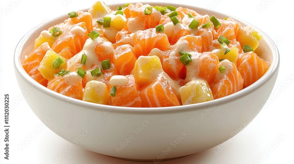 Fresh and Colorful Healthy Salmon Salad with Pineapple and Sauce Fresh and Colorful Healthy Salmon Salad with Pineapple and Sauce