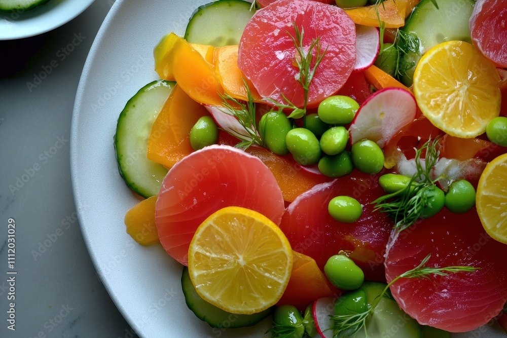 Fresh Colorful Salad with Citrus Fruits and Vibrant Vegetables Fresh Colorful Salad with Citrus Fruits and Vibrant Vegetables