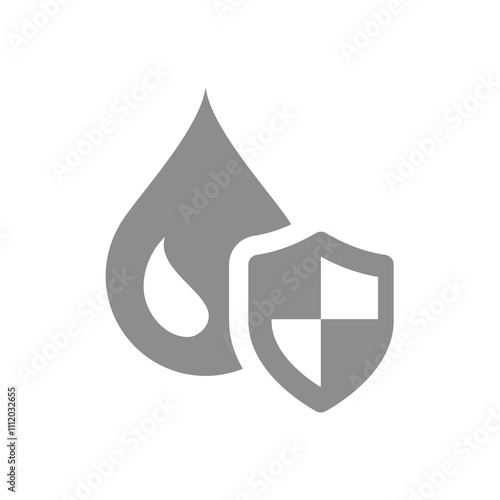 Waterproof or anti corrosive vector icon. Water resistant noncorrosive sign with shield protection.