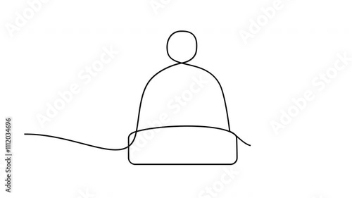 Hat with pompom outline elf drawing animation.

