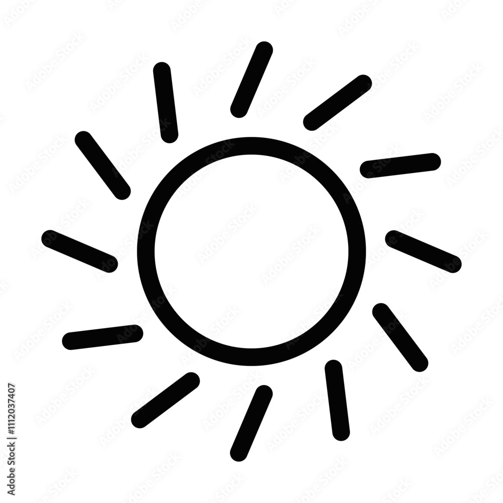 Minimal sun vector icon in outline style. Editable stroke. Minimal sun vector icon in outline style. Editable stroke.