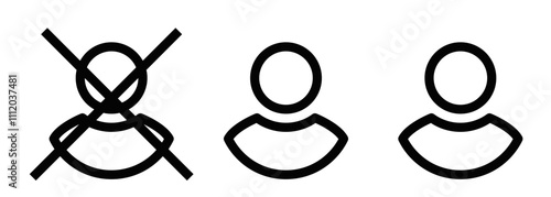 Set of user profile icons, including blocked user. Editable stroke.