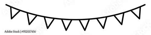Minimalistic triangular bunting garland icon. Editable stroke.