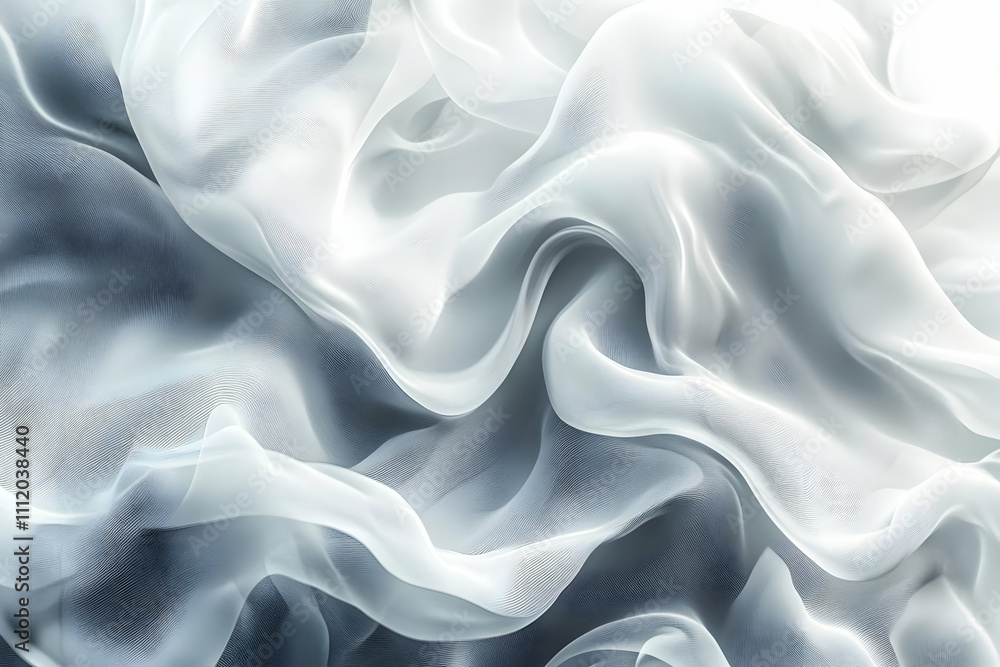 Fototapeta premium Abstract Gray and White Fabric Drape Illustration