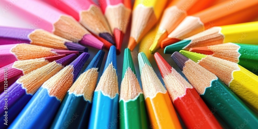 Naklejka premium Colored Pencils Arranged in Circle