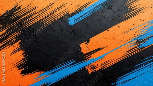 Abstract orange, black and blue background with grunge brush strokes. textures for poster and web banner design, perfect for extreme, sportswear, racing, football, motocross