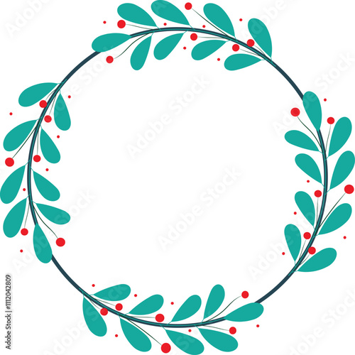 Lovely Circle Frame With Leaf And Flower Decoration