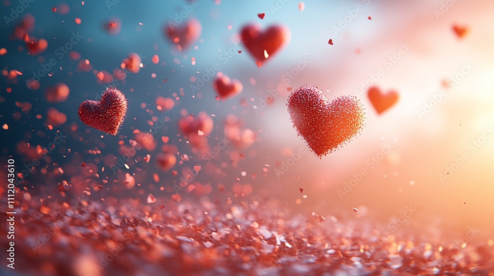 abstract flying many small fluffy heart on light background, valentine day abstract flying many small fluffy heart on light background, valentine day